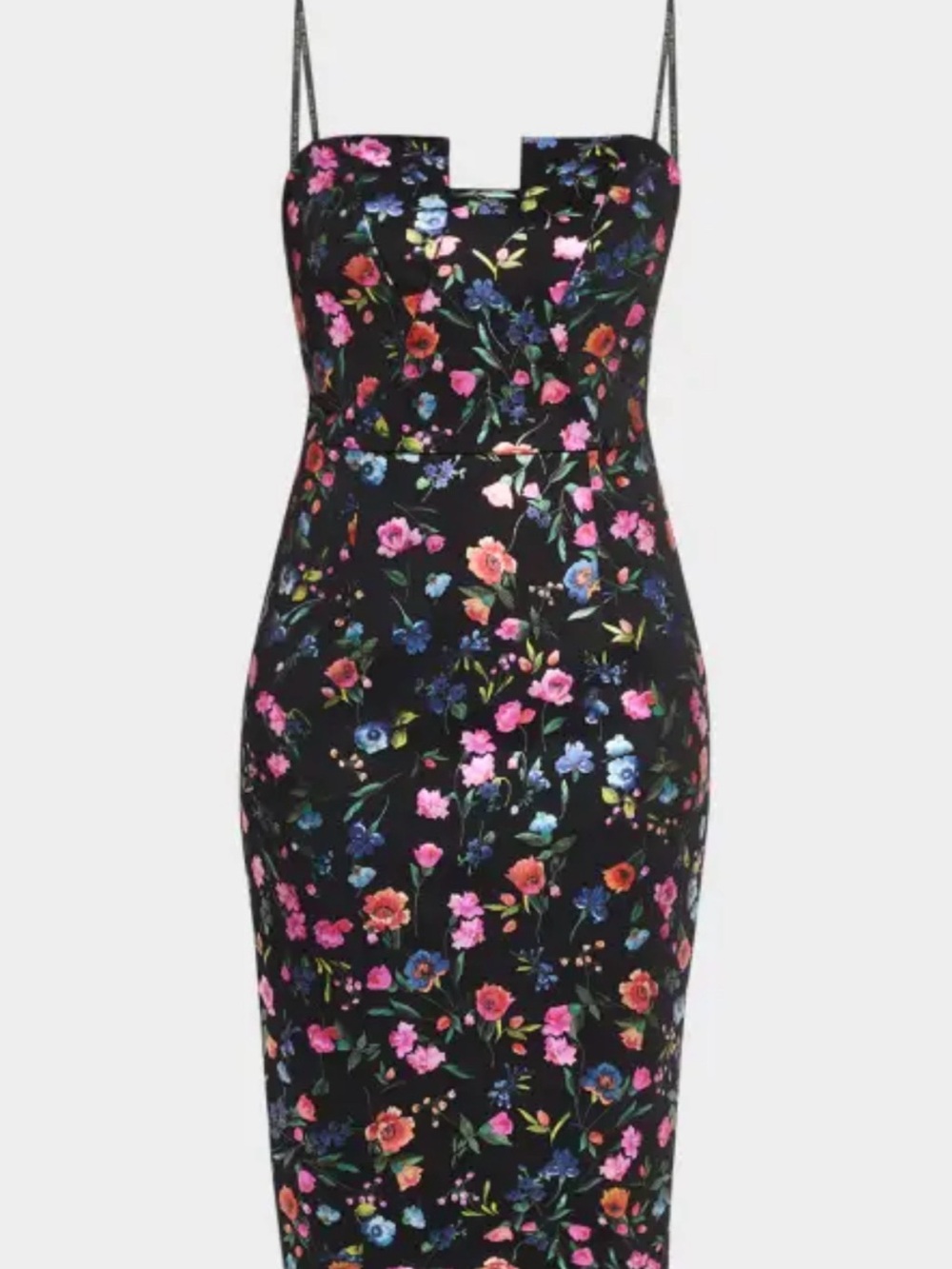 Milly Black Floral Midi Dress